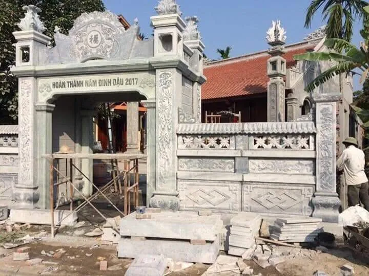 Cổng Tứ Trụ Hộp Đá Xanh Đen